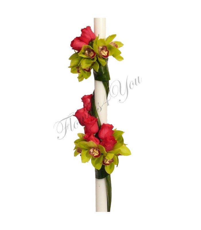 Lumanari nunta trandafiri orhidee