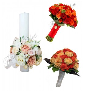 Pachet lumanari nunta ieftine trandafiri