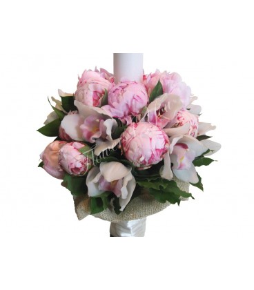 Lumanari nunta bujori roz orhidee alba