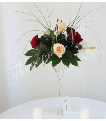 Aranjament floral nunta trandafiri anturium