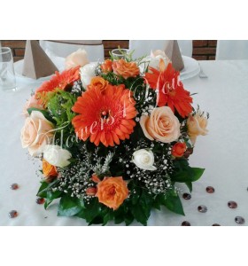 Aranjament floral nunta gerbera trandafiri