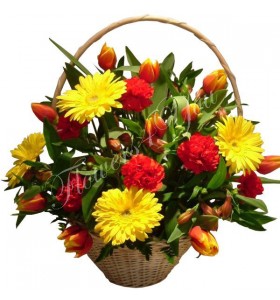 Aranjament floral gerbera lalele