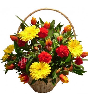 Aranjament floral gerbera lalele